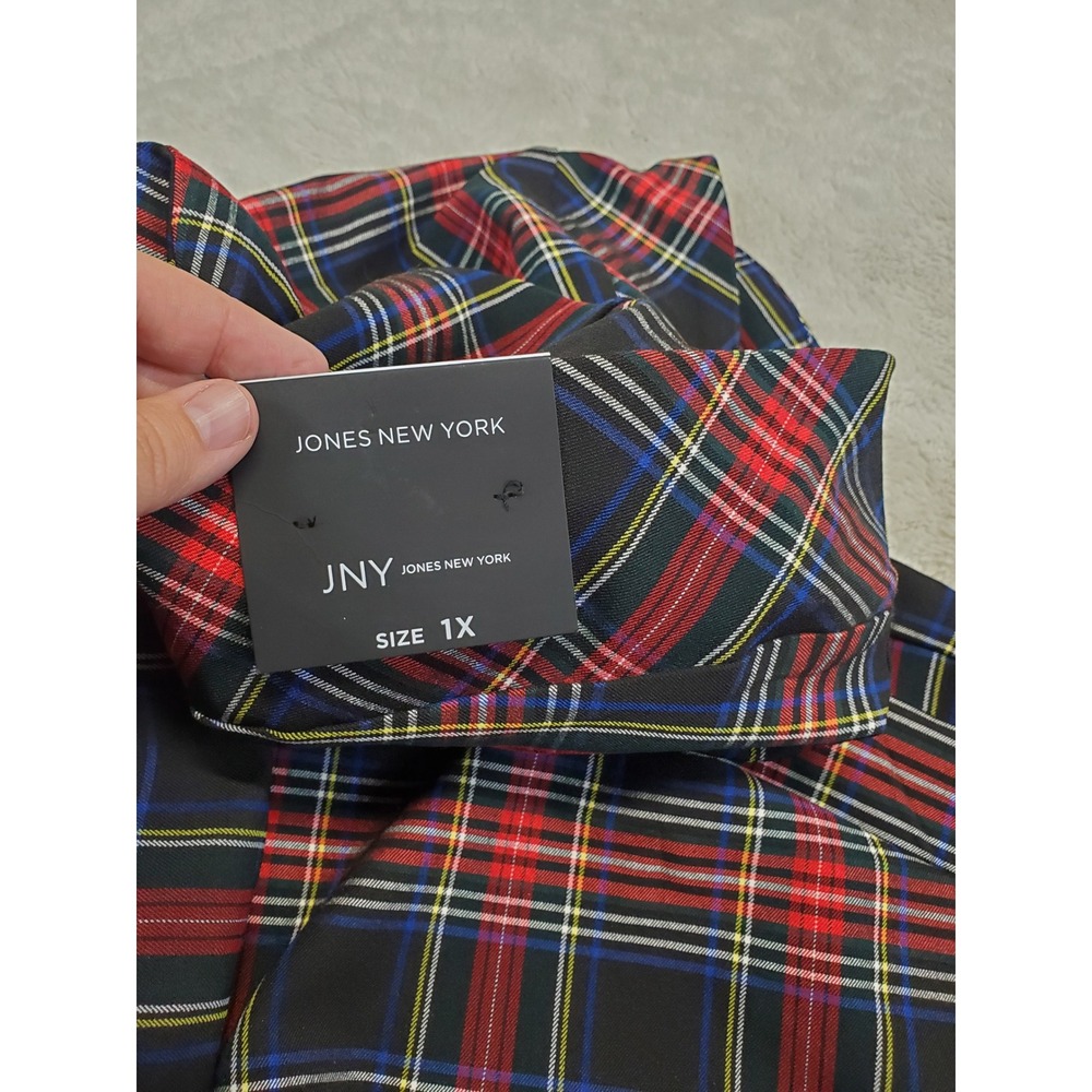 NWT Jones New York Black Red Plaid Pant 1X Academia Office Classic Plus Size - Picture 8 of 10